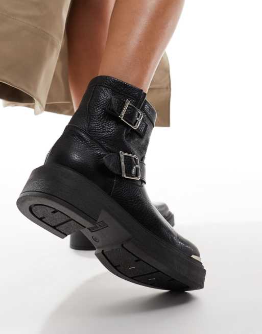 Black Grey Leather Short Boots Milliner Black Emboss Women's