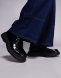 [Steve Madden] Steve Madden chunky black lace-up loafers in black 7.5 BLACK LEATHER