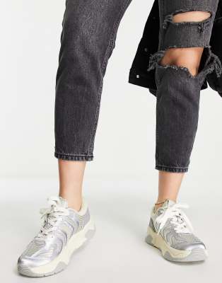 silver chunky sneakers