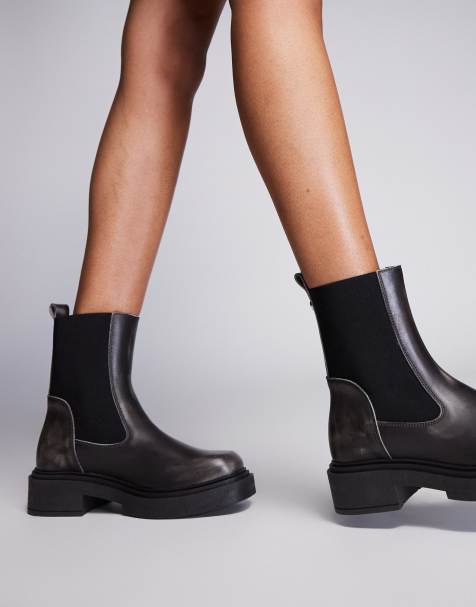 Steve Madden Churro Chelsea Ankle Boot in Dark Grey Leather - view 1