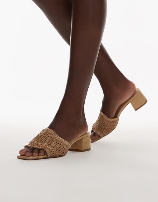 Steve Madden Cienega sandals with block heel in tan raffia