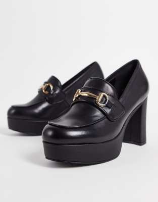 Steve Madden Cindie 90s leather heeled loafers in black