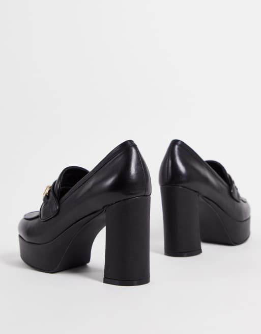 Steve Madden Cindie 90s leather heeled loafers in black ASOS