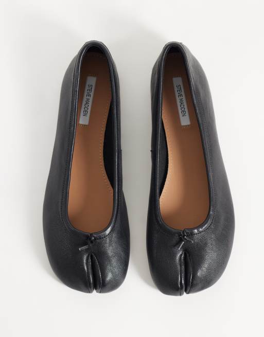 Steve Madden Cipher ballerina's met gespleten neus in zwart leer, 2 van 4