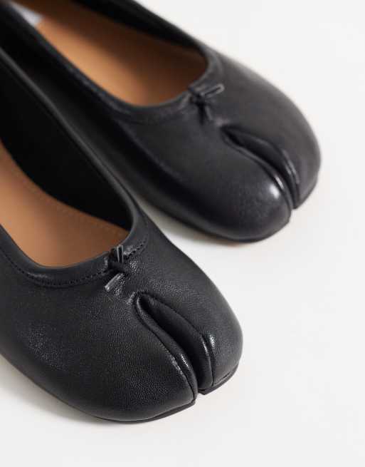 Steve Madden Cipher Ballerinas mit geteilter Spitze aus schwarzem Leder, 3 von 4