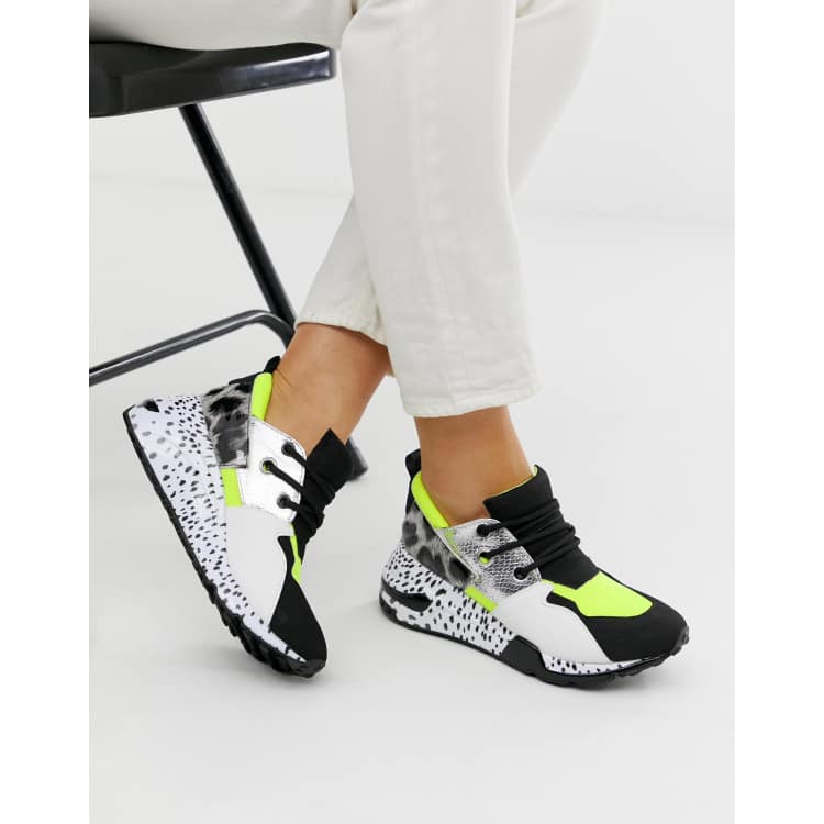 Steve Madden Cliff black sneakers with neon trim ASOS