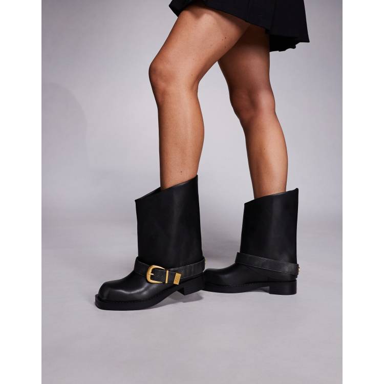 Steve Madden Climaxx buckle detail square toe leather boot in