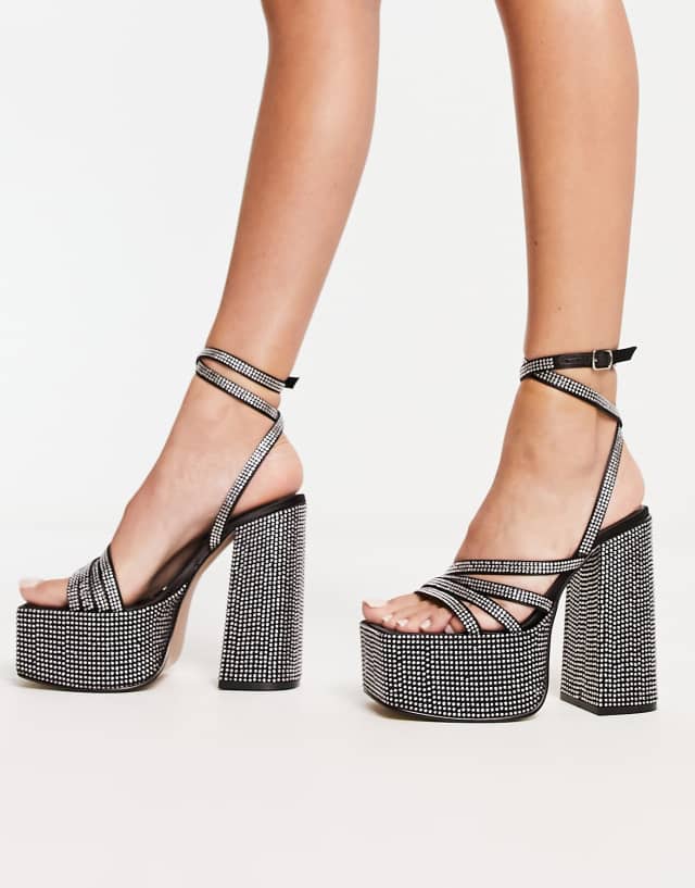 Steve Madden Cocktails platform sandals in rhinestone