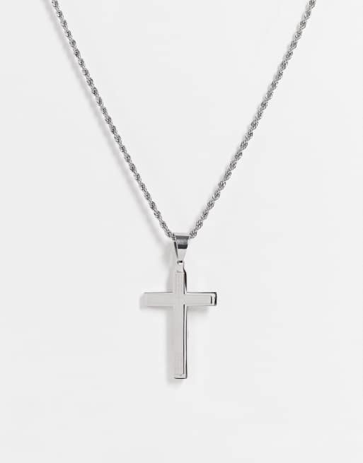 Steve Madden - Coffret cadeau avec collier et pendentif croix et bracelet à maillons - Argenté
