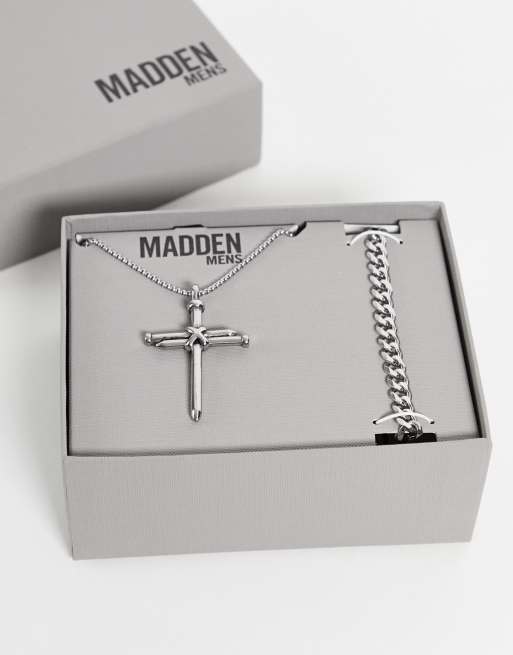 Steve madden mens cross on sale necklace