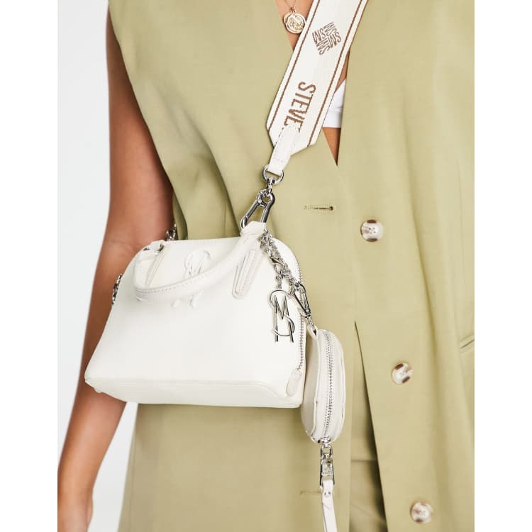 Steve Madden crossbody top handle bag in off white