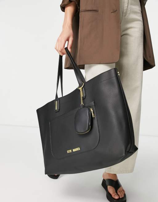 Steve madden large black tote online bag