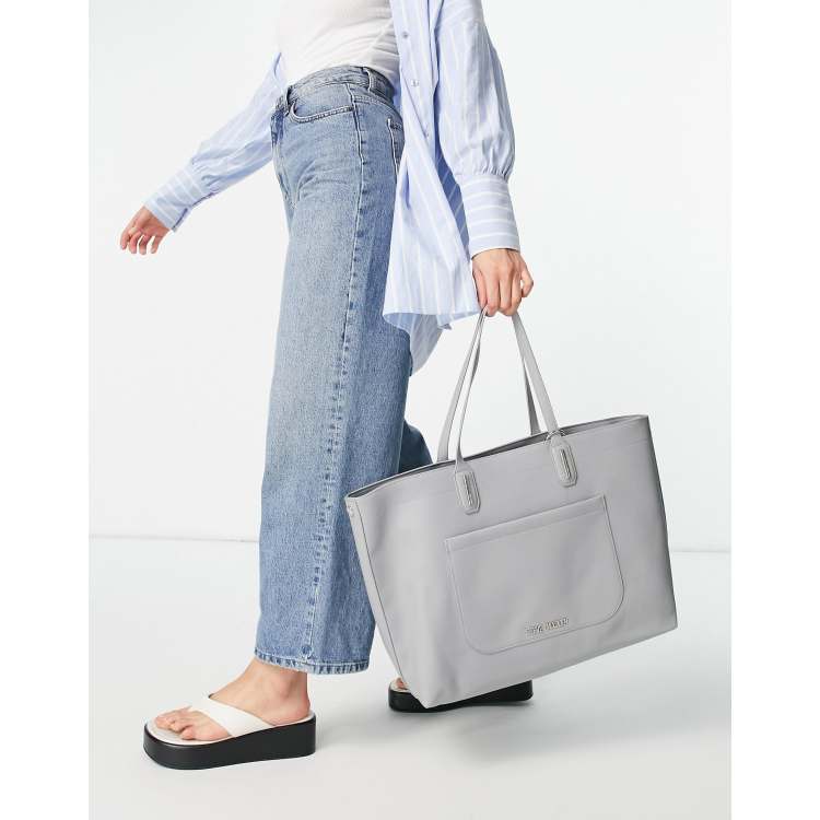 Steve Madden curtis tote bag with coin purse in light grey ASOS