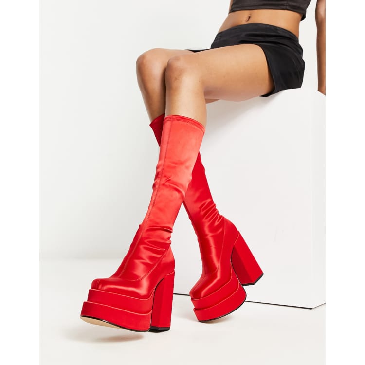 Steve madden sale red zipper boots