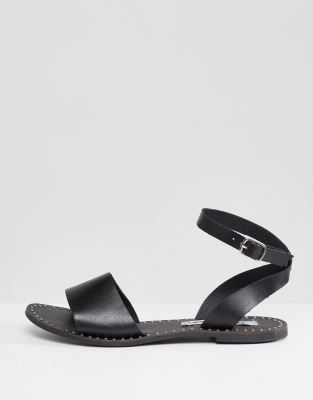 steve madden black leather sandals