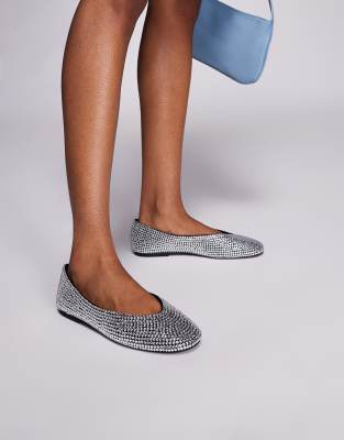 Steve Madden - Darts-R - Ballerinas in Silber-Optik mit Strassverzierung