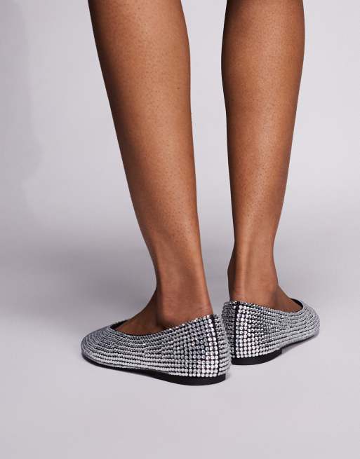 Steve Madden - Darts-R - Ballerina's met siersteentjes in zilver, 4 van 4