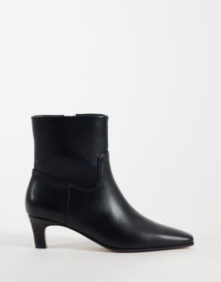 Steve Madden Davis Kitten Heel Mid Ankle Boots In Black