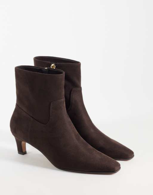 Steve Madden – Davis – Mörkbruna, halvhöga ankelboots med taxklackar, 2 av 4