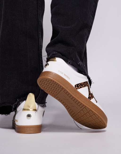 Steve Madden Degree lace up trainers in whiteand leopard ASOS