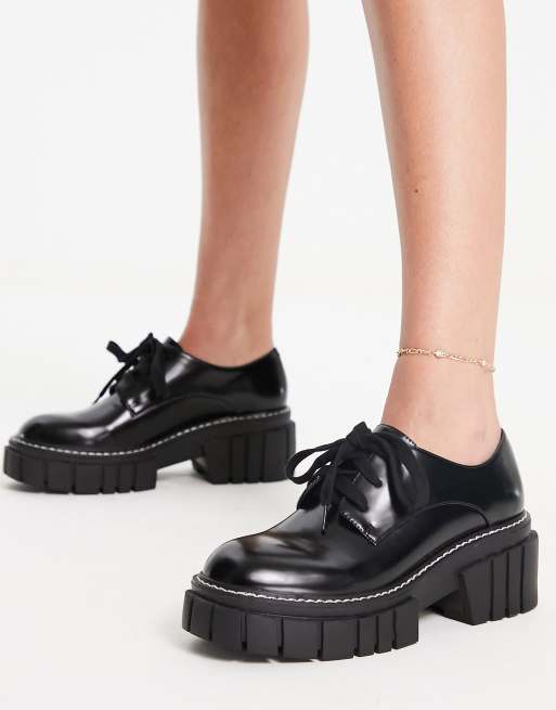 Steve Madden delaney lace up shoe in black | ASOS