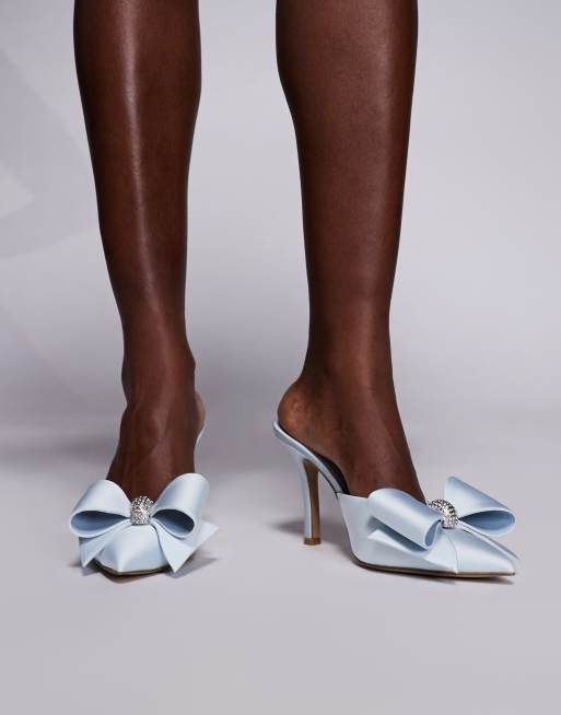 Steve Madden Destini heeled shoe with bow in baby blue, 4 of 4