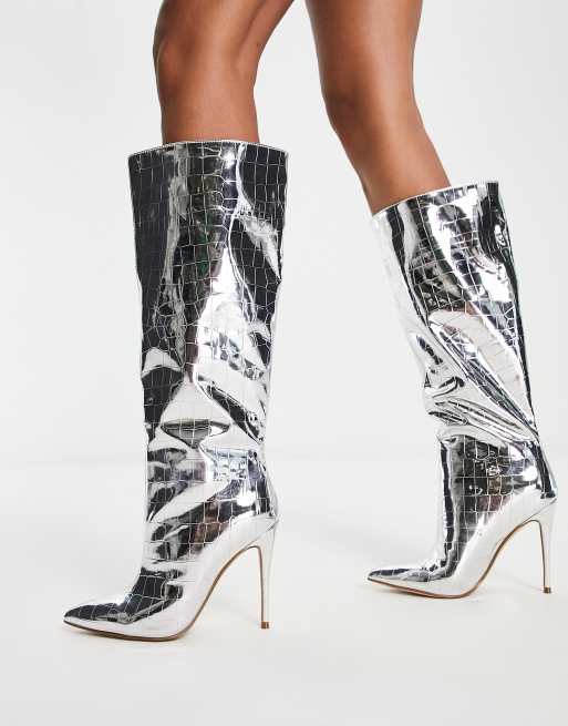 Steve madden cheap silver ankle boots