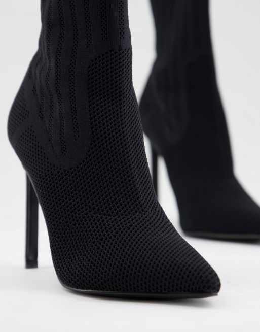 Steve Madden Discreet heeled sock boots in black | ASOS