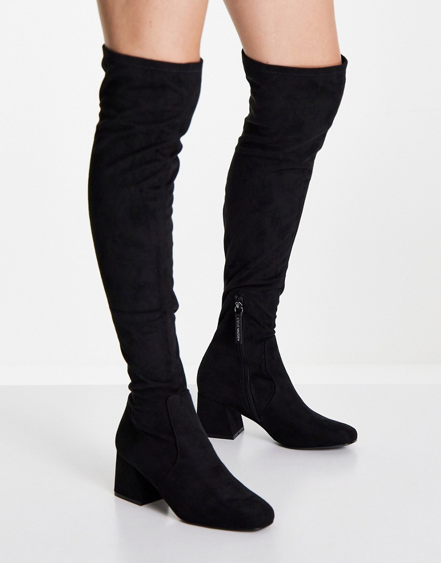Steve Madden Dolman heeled over the knee boots in black microsuede