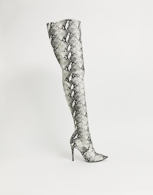 steve madden snake print thigh high boots