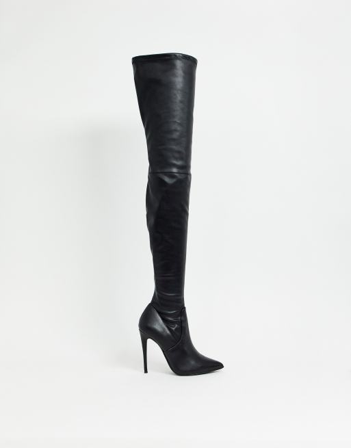 Steve Madden Dominique black stretch over the knee heeled boots ASOS