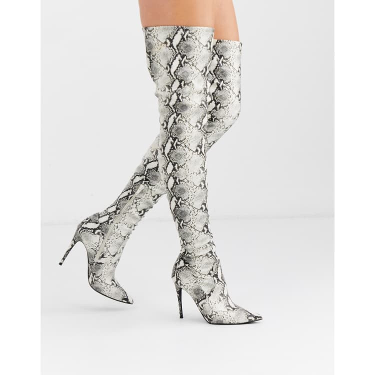 Steve Madden Dominique thigh high boots in snake ASOS