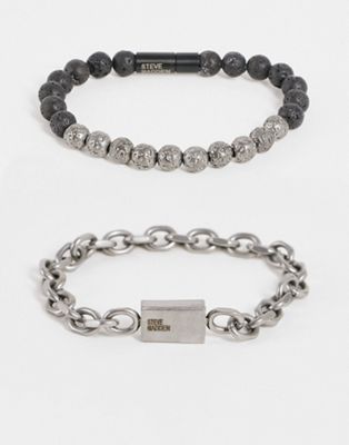 Steve Madden double row bead and link bracelet