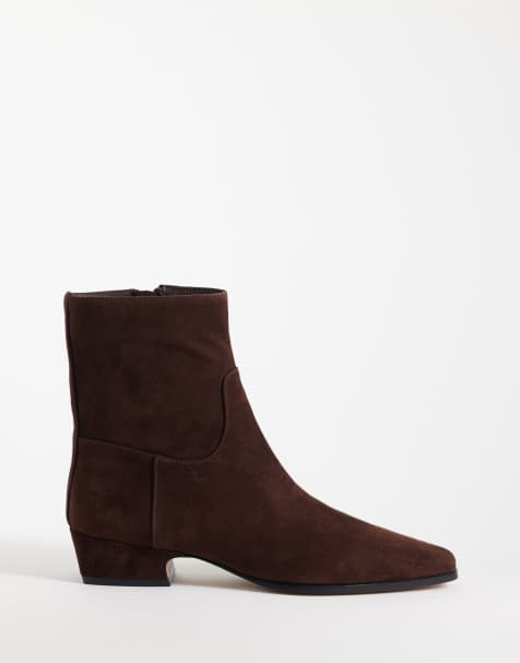 Steve Madden – Dusty – Chokladbruna, halvhöga ankelboots i mocka - view 1