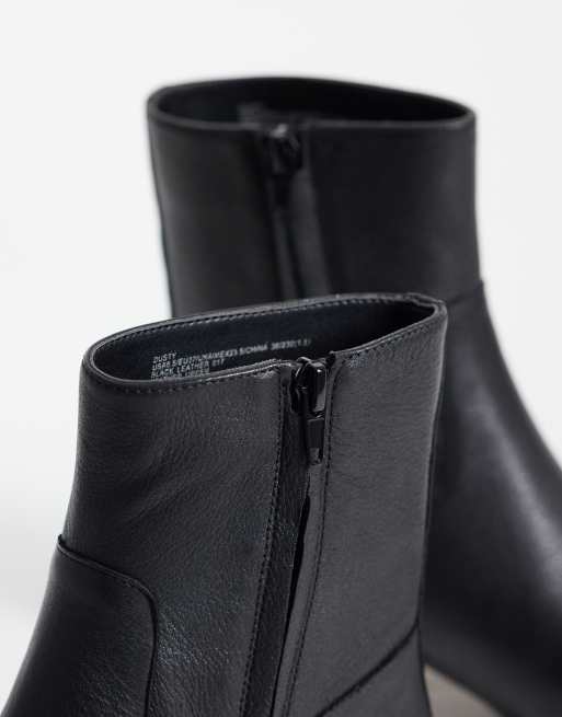 Steve Madden - Dusty - Platte halfhoge enkellaarzen in zwart leer, 3 van 4