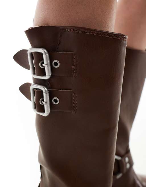 ロングブーツ STEVE MADDEN EASTERN BOOTS Steve Madden Eastern biker knee boots with chunky hardwear