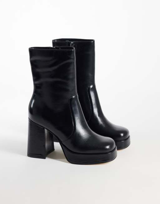 Steve Madden Echos platform high ankle boots in black leather, 2 of 4