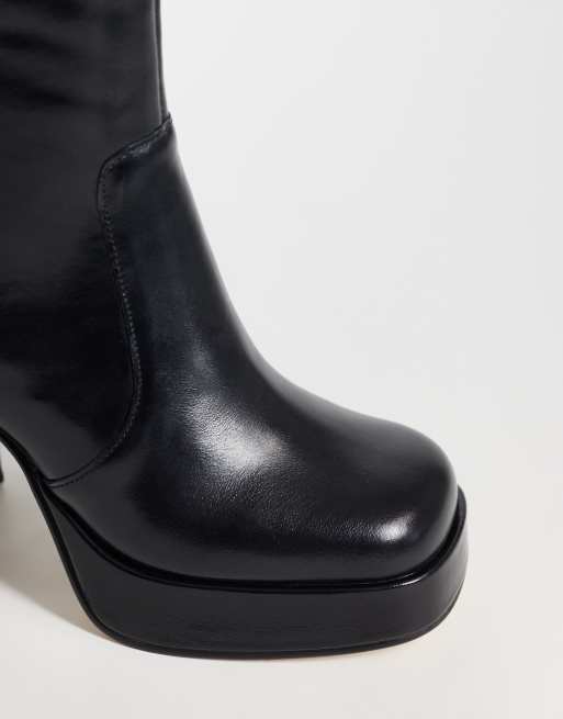Steve Madden Echos platform high ankle boots in black leather, 3 of 4