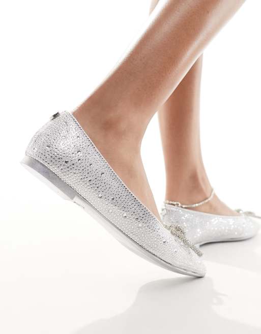 Silver pointed flat on sale shoes