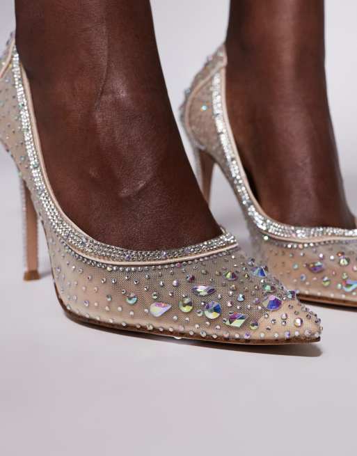 Steve Madden – Engaged – Roséguldfärgade pumps i mesh med utsmyckning, 2 av 4