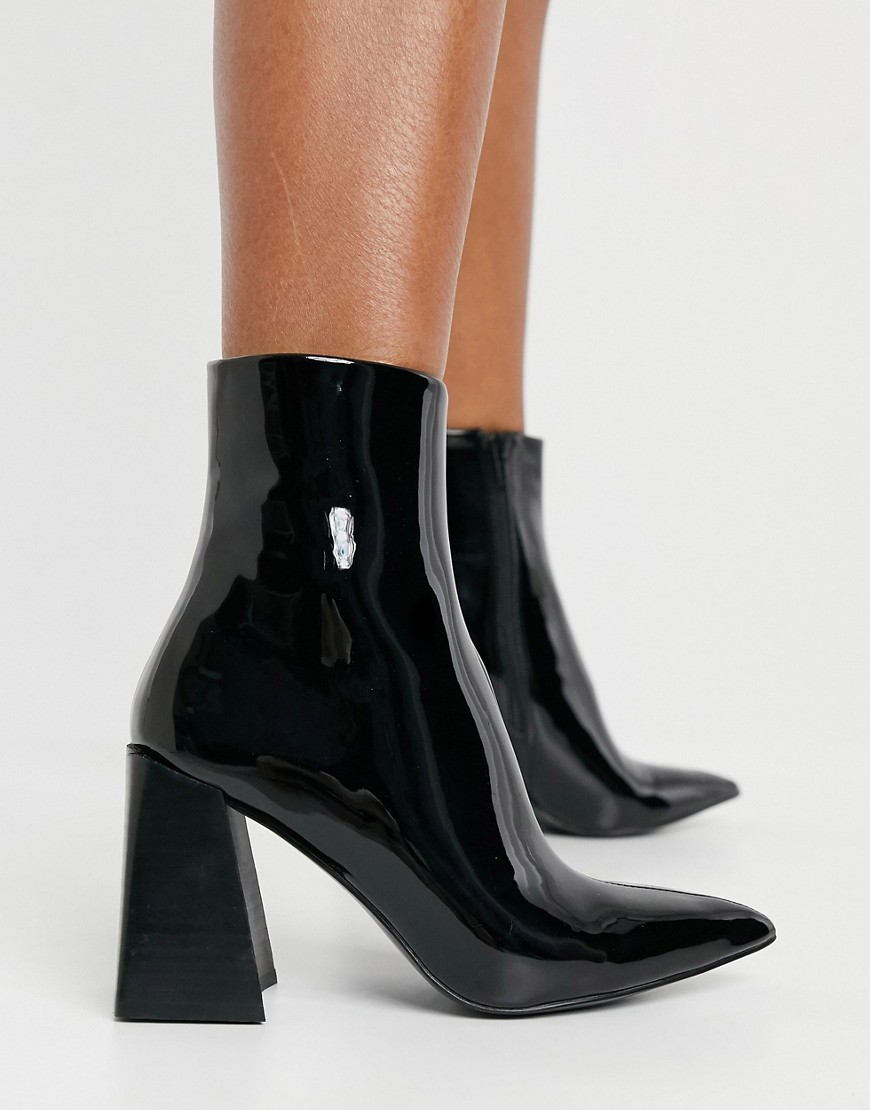 STEVE MADDEN ENVIED HEELED ANKLE BOOT IN BLACK PATENT,BLACK PATENT