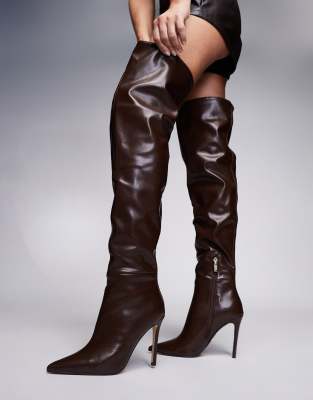 Steve Madden - Epic - Overknee-Stiefel in Used-Taupe-Brown