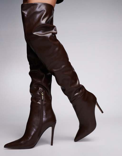 Steve Madden – Epic – Overknee-Stiefel in Used-Taupe, 4 von 4