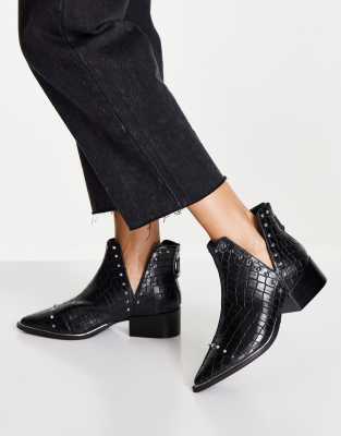 Steve Madden epy-s low ankle boots in black croc