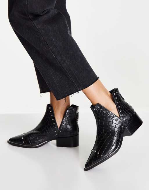 Steve madden discount black croc boots