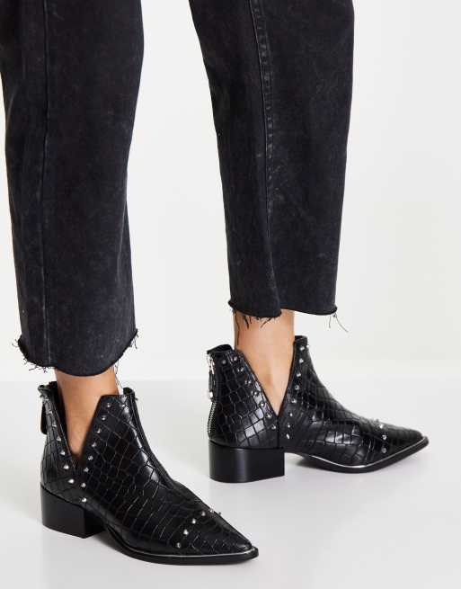 Steve Madden epy s low ankle boots in black croc