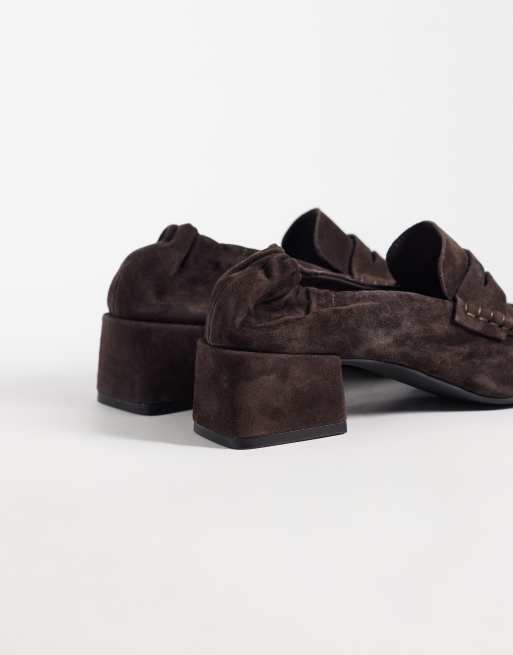 Steve Madden Estee heeled square toe loafers in brown suede, 2 of 4