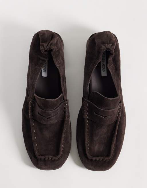 Steve Madden Estee heeled square toe loafers in brown suede, 4 of 4