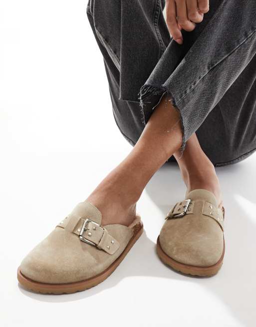 Steve Madden Evergeen mule clogs with faux fur lining in sand suede