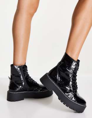 steve madden black croc booties